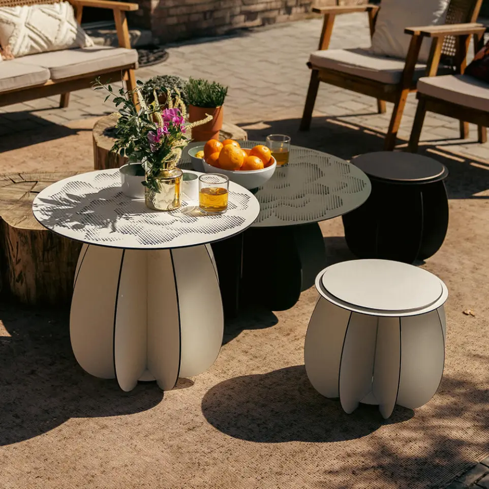 tables basses outdoor design rond ibride france